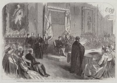 Présentation de la liberté de la compagnie des poissonniers au prince de Galles, M. Towse, le greffier, lisant le procès-verbal de l