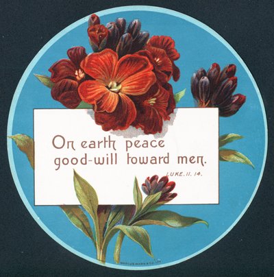 Primevères, carte de Noël (chromolithographie) - English School