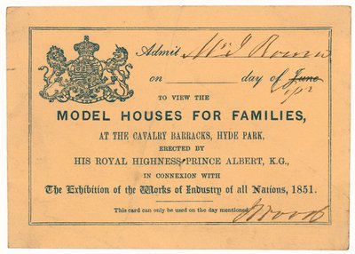 Maison Modèle du Prince Albert, Grande Exposition, 1851, Billet d