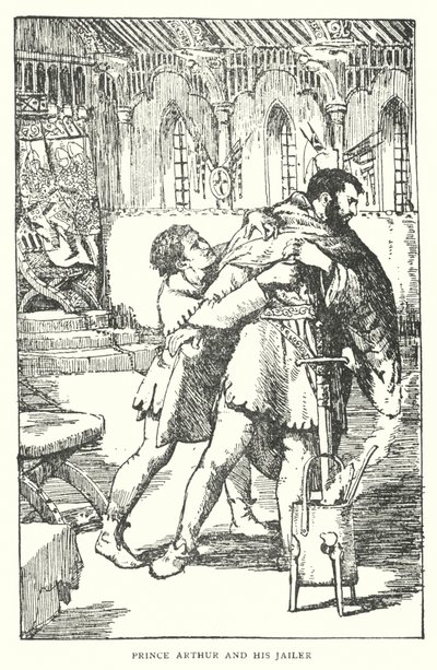 Le prince Arthur et son geôlier (lithographie) - English School