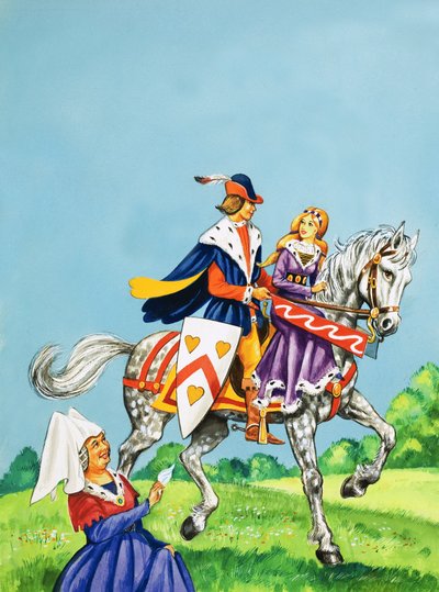 Prince et princesse sur un cheval - English School