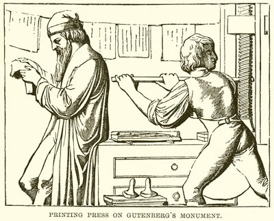 Presse à imprimer sur le monument de Gutenberg - English School