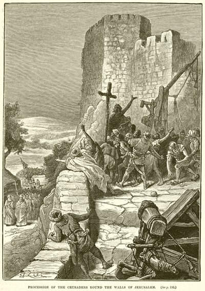 Procession des croisés autour des murs de Jérusalem - English School