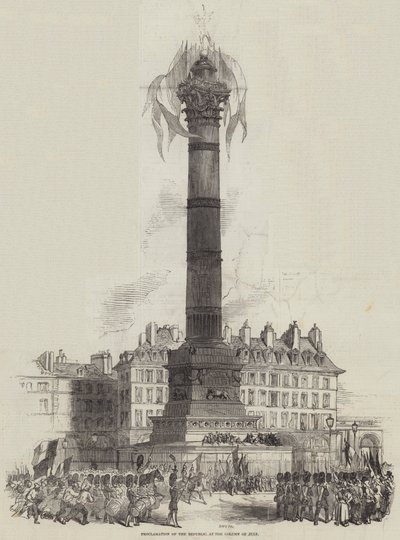 Proclamation de la République, à la colonne de Juillet (gravure) - English School