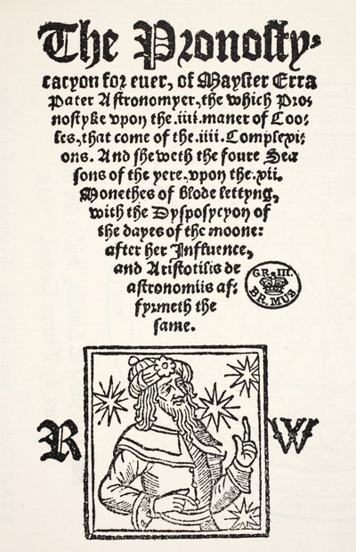 Prognostication pour toujours par Erra Pater, imprimée par R. Wyer - English School