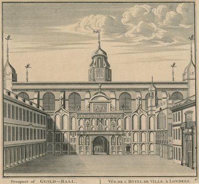Perspective du Guildhall, Londres - English School