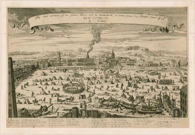 Vue de la Tamise gelée, prise des escaliers du Temple le 20 janvier 1715-16 - English School