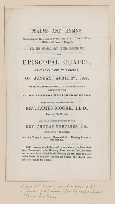 Psaumes et hymnes à chanter à la chapelle épiscopale - English School