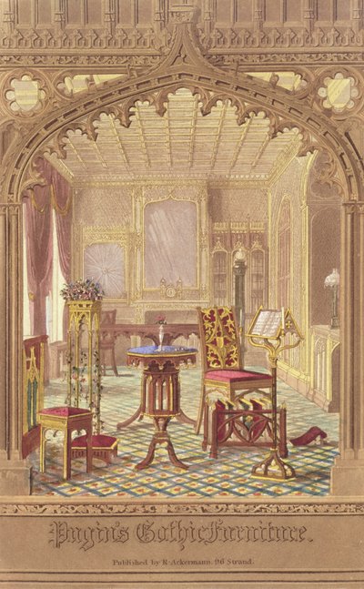Mobilier gothique de Pugin, par Augustus Charles Pugin (1762-1832), publié par R. Ackermann, 1827 - English School