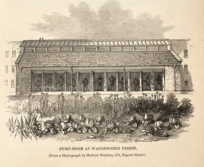 Salle des pompes à la prison de Wandsworth, illustration de The Criminal Prisons of London and Scenes from Prison Life par Henry Mayhew et John Binny, pub. 1862 - English School
