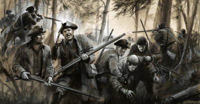 Poursuivis par les soldats britanniques, les hommes de George Washington se sont repliés à travers la campagne hivernale désolée - English School