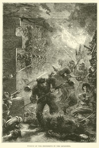 Poursuite des insurgés dans les catacombes, mai 1871 - English School