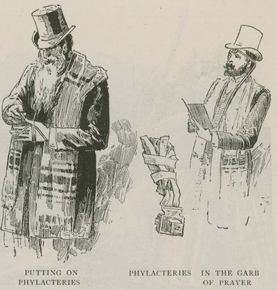 Mise des phylactères ; phylactères en tenue de prière - English School