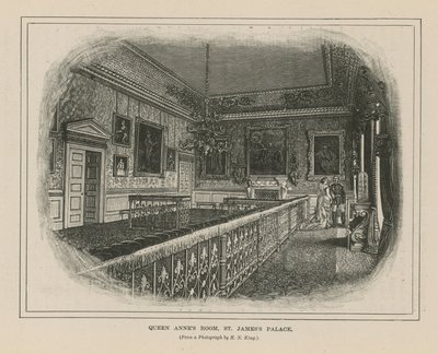 La chambre de la reine Anne au palais de St James - English School