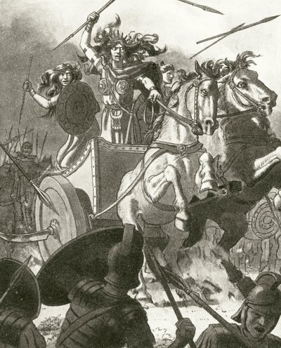La reine Boadicée dans son char - English School