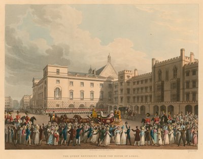 La reine Caroline revenant de la Chambre des Lords - English School