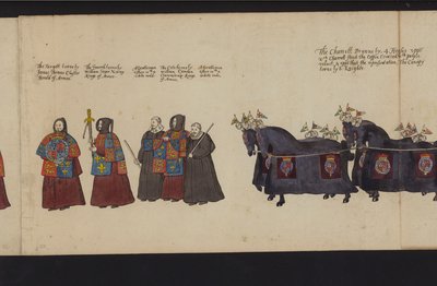 Procession funéraire de la reine Élisabeth I (gravure en couleur) - English School