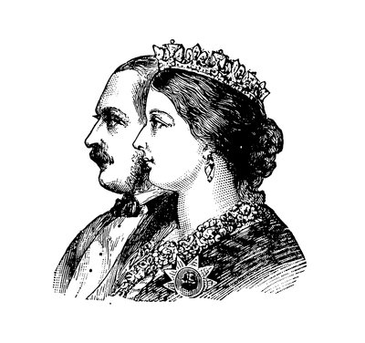 La reine Victoria et le prince consort (gravure) - English School