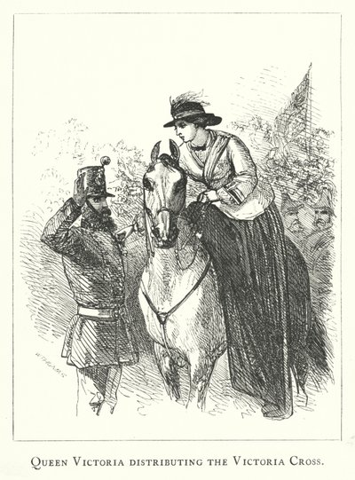La reine Victoria distribuant la croix de Victoria (gravure) - English School