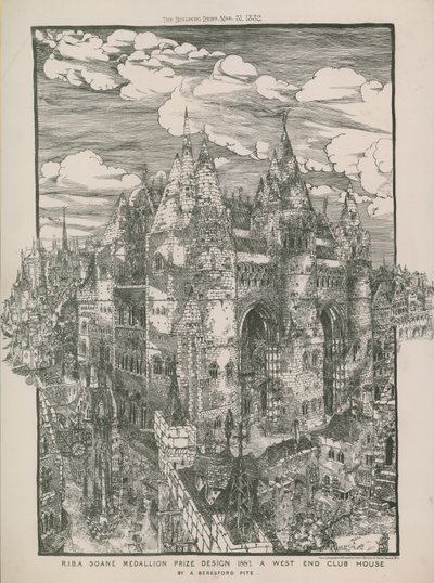 RIBA Soane Medallion prix design 1882 - Une maison de club du West End par A Beresford Pite - English School