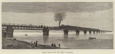 Pont ferroviaire sur le Gange à Rajghaut (gravure) - English School