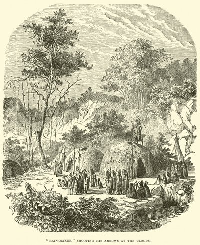 Faiseur de pluie tirant ses flèches vers les nuages - English School