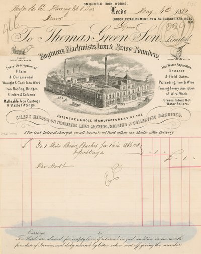 Reçu pour Thomas Green & Son Limited - English School