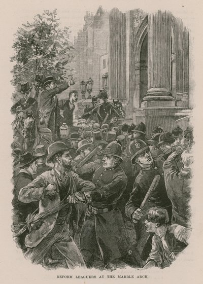 Marcheurs de la Ligue de la réforme à Marble Arch, Londres - English School
