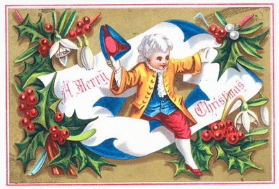 Gentleman de la Régence, carte de Noël - English School