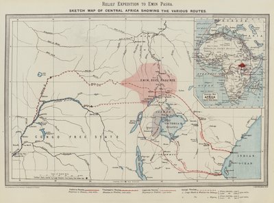 Expédition de secours à Emin Pasha, carte schématique de l
