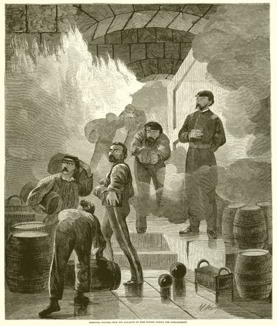 Retrait de la poudre du magasin de Fort Sumter pendant le bombardement - English School