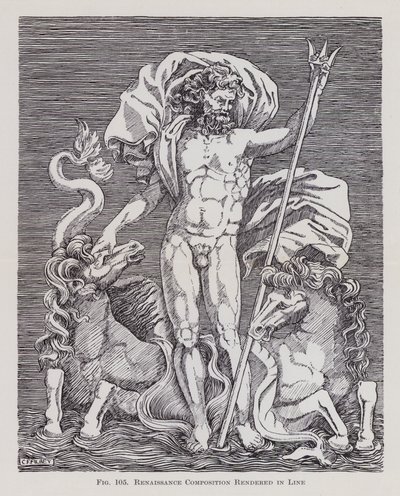 Composition Renaissance rendue en ligne (lithographie) - English School