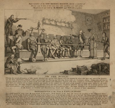 Représentation de la nouvelle machine à raser - English School