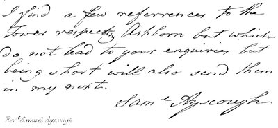 Révérend Samuel Ayscough - English School