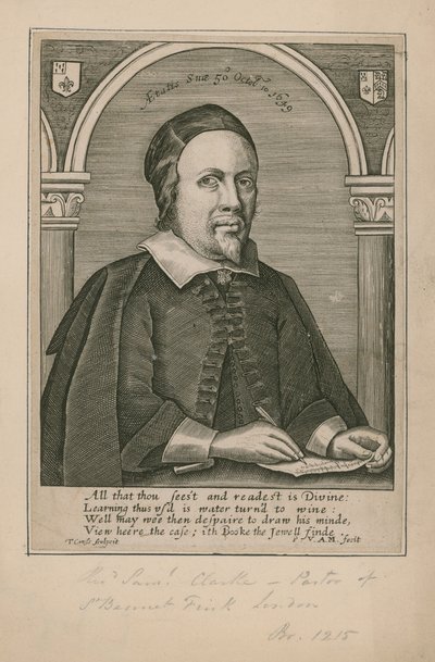 Révérend Samuel Clarke, pasteur de St Bennet Fink - English School