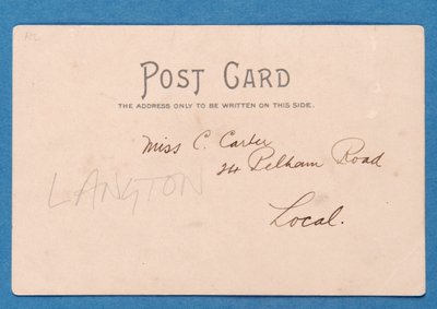 Dos de la carte postale de J.E. Doig (Sunderland) sauvant un but - English School