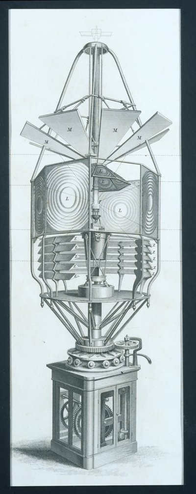 Appareil dioptrique rotatif pour un phare, de Cyclopaedia of Useful Arts & Manufactures, édité par Charles Tomlinson, vers 1880 - English School
