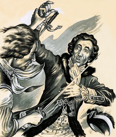 Richard Sheridan était dramaturge, politicien, fugueur, orateur, esprit et duelliste (gouache sur papier) - English School