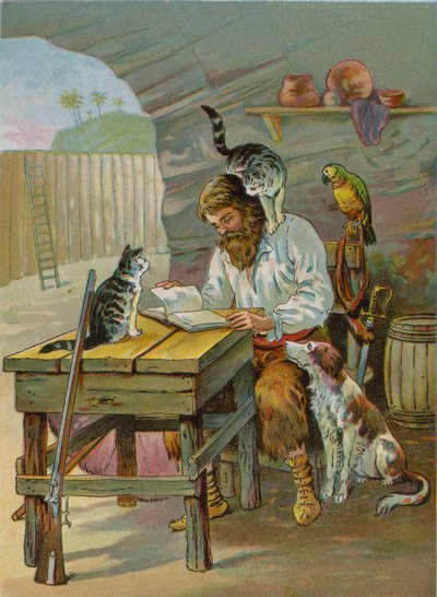 Robinson Crusoé chez lui dans le château - English School