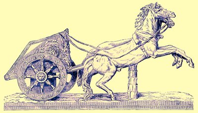 Char de course romain, illustration de Cassells Illustrated Universal History par Edward Ollier, publiée en 1890 - English School