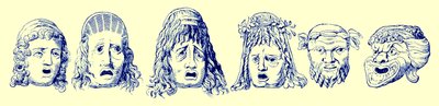Masques théâtraux romains, illustration de Cassells Illustrated Universal History par Edward Ollier, publiée en 1890 - English School