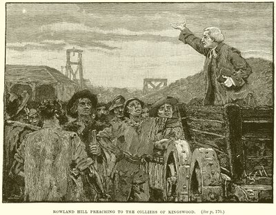 Rowland Hill prêchant aux mineurs de Kingswood - English School