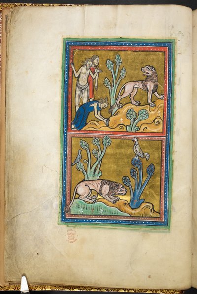 Royal 12 F.XIII, f.5v En haut : trois hommes, dont un s