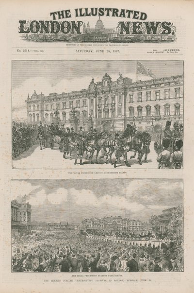 Procession royale quittant Buckingham Palace et à Hyde Park Corner - English School