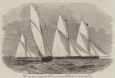 Régate du Royal Yacht Squadron, la course pour la coupe de Sa Majesté, le premier virement de bord au large de Old Castle Point - English School