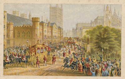 Cortège royal approchant des nouvelles Chambres du Parlement - English School