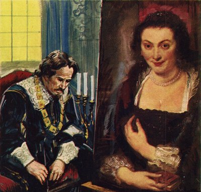 Rubens avec un portrait de sa femme décédée, Isabella - English School