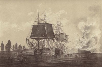 Le navire russe Vsevolod détruit en présence de la flotte russe après l