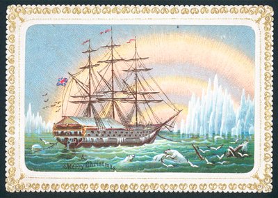 Navire naviguant dans les eaux glacées - English School