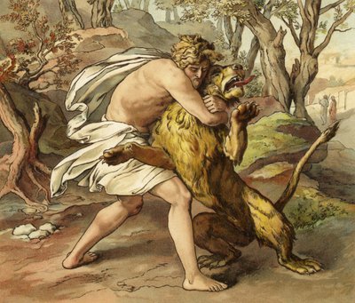 Samson tuant un jeune lion - English School